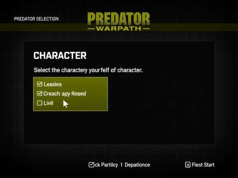 Predator Warpath Character Selection Screen